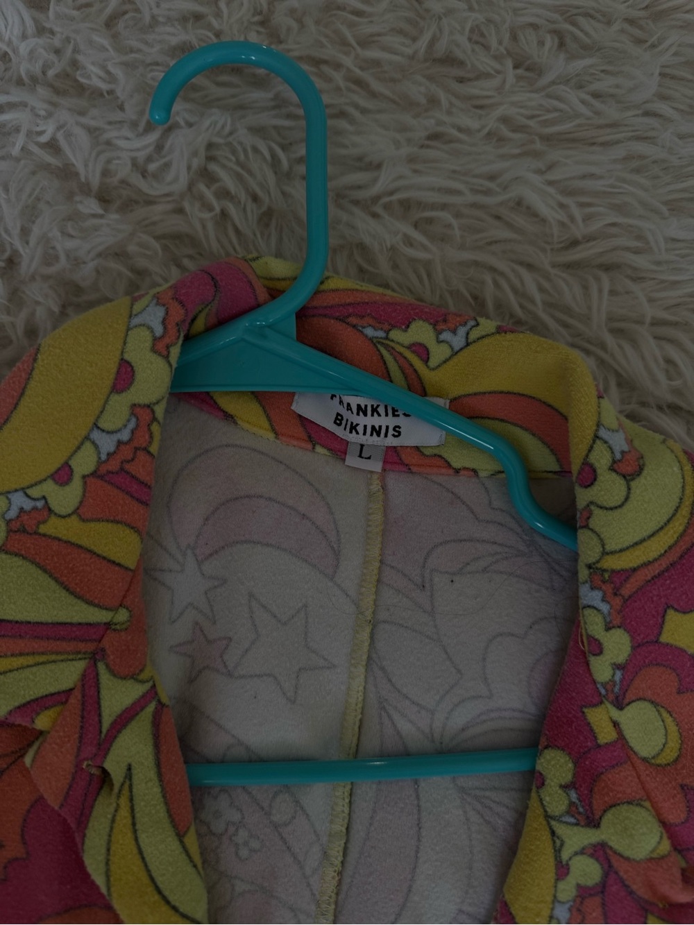Frankie's Bikinis Pink, Yellow & Orange Psychedelic Print Romper - Picture 4 of 5